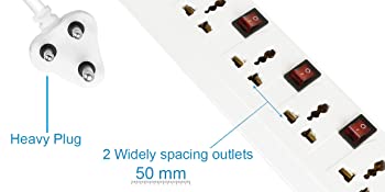 FEDUS 13 Feet Long Extension Board Extension Box | Spike Guard 6 Socket 6 Switch Junction Box with Switch, Extension Cords Cord, Spike Buster, Extension Board with 4m Wire (6 Socket 6 Switch), White