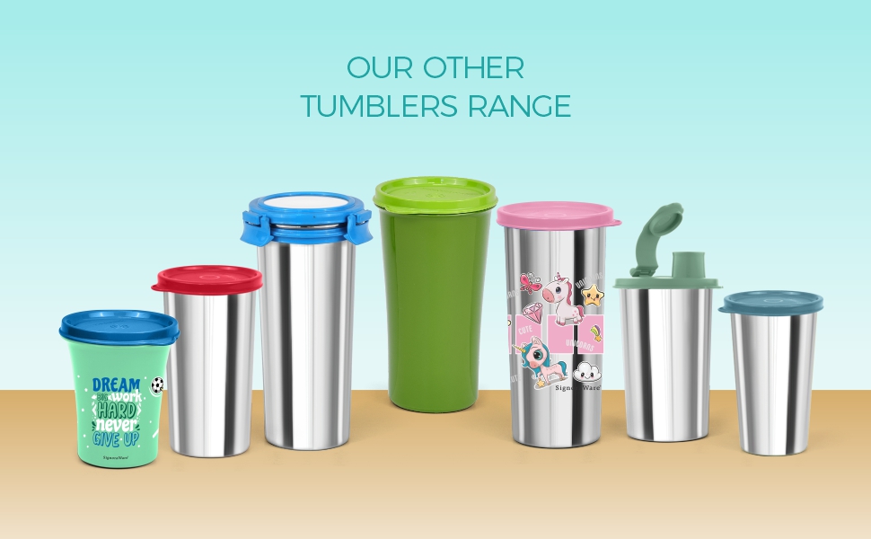 Signora Ware Stainless Steel Mini Tumbler, 300ml, E Blue, Airtight & Leakproof, Ideal for Gym, Yoga, Office, Picnics & Travel