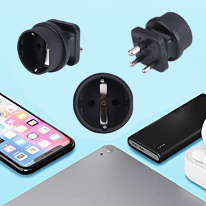MX 3 Pin Indian Plug to Europe Schuko Socket Adapter 15A, Heavy Duty Power Plug Converter, Compatible with Indian 3 Pin Plug to EU Schuko Socket, Compact Travel & Home Use Adapter
