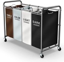 ROMOON Laundry Hamper Sorter Cart: 4-Section Organizer with Heavy-Duty Lockable Wheels and Removable Bags | 172L Rolling Laundry Basket for Dirty Clothes in Laundry Room or Small Spaces (Multicolor)