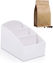 Coffee Organizer Acrylic Sugar Bag Holder With Separate Lattice Design For Home Hotel And Restaurant(White)