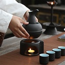 Sake Set Tea Pots, Sake Set Japanese Ceramic Sake Cup Set with Warmer for Home 9 PCS,Black
