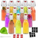 12 Pack 8.5 oz swing top glass bottles,flip top glass bottle with airtight lid for home brewing,kombucha,kefir,vanilla extract,beer,oil,vinegar,homemade juices,soda,beverages,2nd fermentation