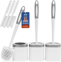 Toilet Brush, 3 Pack Toilet Brush and Holder Set Bathroom Accessories, Toilet Bowl Brush and Holder with 3 Crevice Brush for Bathroom, Toilet Scrubber Brush (White)
