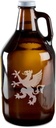 Medieval Cockatrice Monster Hand-Made Etched Glass Beer Growler 64 oz