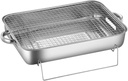 Barbecue Charcoal Grill Stainless Steel Barbecue Charcoal Grill Desktop For Camping Outdoor Hiking Portable Charcoal Grill, 38*26*11cm, Silver