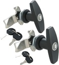 2PCS T Handle Lock Keyed Alike RV Garage Cabinets Letter-Box Drawer Black