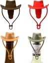 Silicone Wine Stoppers, Cowboy Hat Wine Bottle Stopper Sealer, Keeps Fresh for 15 Days, Home Decoration and Winer's Gifts (4, Coffee+Red+Light Brown+Green)