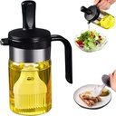 Moonlik Olive Oil Dispenser Bottle with Brush- 2 in 1 Oil Dispenser & Silicone Brush for Kitchen Cooking Vinegar Sauce BBQ Salad Grill Frying- 200ml/7oz, Black
