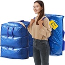 Extra Large Moving Bags - 6-Pack Heavy Duty Storage Duffel - Sturdy Backpack Straps Handles, Zippers - Reusable Moving Storage Bags for Clothes - Folding Collapsible Storage Tote Bag Set – Blue