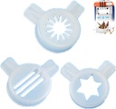 3 Pcs Soft Serve Ice Cream Maker Plastic Spout Cap Accessory Ice Cream Machine Parts, 3-in-1 Fancy Hexagram Star Styling Cap Snowflakes Styling Cap, Sandwiches Styling Cap, 29mm Inner Diameter