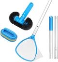 All-in-One Spa Cleaning Set - Hot Tub Small Pools Maintenance Accessories Kit with Skimmer Net Round Brush Scrubber and 2ft Pole