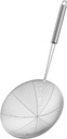 Mesh Strainer Skimmer Ladle, Stainless Steel Solid Skimmer Basket Kitchen Colander Spoon for Frying Cooking Steaming (Silver,Diameter 14cm)