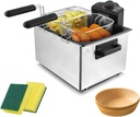 Electric Deep Fryer with 3 Frying Basket 1700W 5 Liters Stainless Steel Deep Fryer Pot Adjustable Temperature Perfect for Kitchen Chicken Fry Fish Chips