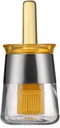 Oil Bottle Brush, 9 oz Olive Dispenser Bottle with Brush,Silicone Basting Brush Oil Separator for Cooking, Glass Oil Dispenser for Kitchen Barbecue Sauce Grill Frying (Yellow,270 ml)