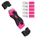 DEKEONES Razor Blade Scraper, Double Edged Razorblade Scraping Tool 10 db Razor Blades, Paint Scraper for Glass, Decals, Tint, Stickers, Labels, Caulk, Addesive (Rózsaszín)