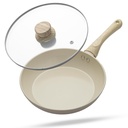 Egész életen át kiégett Fry Pan 24 cm-es üveg Lid 124; 1.8Ltr, 1.9kg Pan Acid 124; Kerámia Coated 124; Gas Stove és Induction Friendly 124; Non-Stick, Teflon Free & Durable Thermal 124; Skillet for Cooking, Searing, Sautéing, & Frying