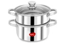 Pigeon By Stovekraft Steel X Steamer Stainless Steel Induction Base, Modak Maker/Momo Maker, Dual Compartment With Glass Lid, 4.6L Capacity, Silver, 4.6 litres