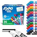 EXPO száraz törlés Markers, alacsony szagú tinta, válogatott divat színek, Chisel Tip, 36 gróf - könnyű törlések, ideális tanterem, Otthon, Iroda, Vissza az iskolába, tanári ellátmány