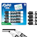 EXPO száraz törlési jelölők, alacsony szagú tinta, fekete, Chisel Tip, 4 gróf - Whiteboard, naptár, szervezet, esszenciális kellékek iroda, iskola, tanterem, tanárok