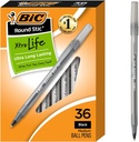 BIC Round Stic Xtra Life fekete golyóstoll, közepes pont, 36- Count