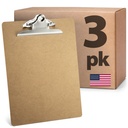 Officeate Recycled Wood Clipboards, 3- Pack, 9x12.5in, Rust- ellenálló Clip