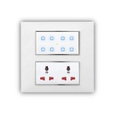 Smarteefi Touch 8 Port Moduláris WiFi Smart Switch Board, 6 Smart Switch, 2 Smart Plug, kompatibilis Alexa & Home, Fehér (Méret: 8M- Square (154mmx160mmx40mm))