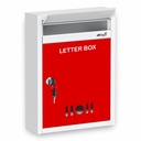 JD FRESH Fal Mount A4 Méret betűdoboz / Mail Box / Javaslatok Box / Panaszdoboz Office / Post Box a Home Gate a Clear Window View & Secure Key Lock - (piros & Elefántcsont)