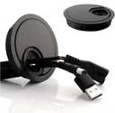 24x7 eMall Cable Cover Grommet alumínium 68 x 68 mm Fekete fém