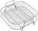 2 Tier Square Air Fryer Rack, Stainless Steel Dehydrator Rack, Square Air Fryer Accessories, Stackable Multi-Layer Air Fryer Rack, 7.8 x 7.8 x 3.5