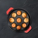 Pigeon Imperi Cast Iron Paniyaram / Appe Pan, 9 Pits, Free Silicone Grips, Pre- Seasoned, 100% Toxin- Free, Natural Nonstick, Paniyarakkal, Appam Patra, Paddu Maker, Strong & Tartható, Gas & Induction