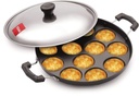 Tosa Non- Stick 12 Cavity Appam Patra oldalsó nyéllel, Color May Vary