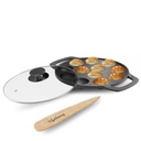 Egész életen át öntött Vas Paniyaram Pan üveg Lid, 210mm átmérő, fekete, Non- Stick és teflon ingyenes, indukciós és gázkészlet kompatibilis