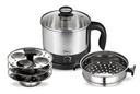 Galamb by Stovekraft 1.5 Liters Multivity Kessel 3 In 1 Value Pack, Multi Cooker, Idli Stand With 3 plates, Steamer With Stainless Steel Stand (Black & Silver), 600 Watts