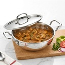SOLARA Háromrétegű Rozsdamentes acél Kadai SS Lid 28 cm, Tri Ply SS Kadhai, Nehéz fenékindukciós Base Cookware, Rozsdamentes acél főző pot sütésre, szárításra, curry