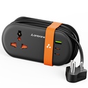 Ambrán összehajtható hosszabbító tábla, 2 típusú C & USB, tökéletes iroda, konyha, utazások, töltés 4 eszközök, Compact mérete, AC Socket 2500W, 20W gyors C típusú töltés, 1,5 m hosszú kábel (Smartstrip 3 Black)