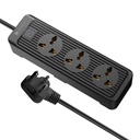 Portronics Power Plate 21 Extension Board 3 Universal Sockets, 1.5 Meter Long Cord, 1440 Watts, Tűzálló anyag, Multi Plug otthoni készülékek (6 Amp, fekete)