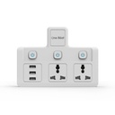 One Beat Cordless Extension Board with Individual Switch-Multi Plug Socket with 2 Sockets + 3 USB - Flex Board with Safety Shutter Protection