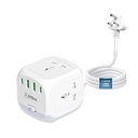 Embox 20W Extension Board, USB Type C-124; 2500W Extension Cord, 3 Universal Sockets & 4 USB Ports (2 Type A + 2 Type C-t)