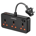 Ambrán 7- in1 Extension Board, 2 USB, 2 típusú C, 3 AC Sockets 2500W, Tökéletes Compact Spaces, Töltés 7 eszközök 1 Socket, Hangable Cable Design, Works with All Devices (Smartstrics 5, Black)