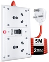 FEDUS 16amp 3000 Watts Heavy Duty High Load Capacity Electric Power Extension Switch Board Cord with MCB Switches, 5 Meter Cable for Microwave Oven,EV Charger Charging,Iron Press,Induction Stove,AC