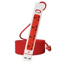 MX 4‑Way Power Strip with Universal Sockets, Individual Switches, 2 USB Charging Ports, Heavy Duty Surge Protector with Extension Cord, Multi Outlet Power Strip, Outlet Extender