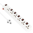 FEDUS 13 Feet Long Extension Board Extension Box 124; Spike Guard 6 Socket 6 Switch Junction Box with Switch, Extension Cords Cord, Spike Buster, Extension Board with 4m Wire (6 Socket 6 Switch), Fehér