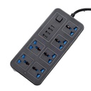 KRESHU High Power Strip with 6 AC Sockets | 3 USB, 1 Type-C Port 6FT Extension Sockets Cord Protector Charging Electrical Power Button Heavy Duty Support for Home/Office/Kitchen/PC (Black, Pack of 1)