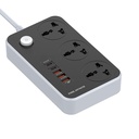 BIGXEN 2500W Universal Extension Board with 3 Power Sockets, 38W 4 USB Ports & 2 Fast-Charging Type-C Ports | 2 Meter Wire | Fire-Resistant Cord with Overload Protection | Home, Office & Travel – 1 Pc