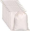 10pcs X-Large Reusable Cotton Drawstring Bags, 12x16 Inches Multipurpose Canvas Storage Bags