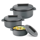 Milton Micronova Jr. Ajándék készlet Belső Stainless Steel Casserole, Set of 3 (380 ml, 775 ml, 1345 ml), Grey, BPA Free, Food Grade, Hot and Cold, Microwable Steel, Mosogatógép Safe, Chapati, Roti
