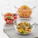 Borosil 500ml + 750ml + 1L (3pc) Serving & Mixing Bowl Set | Made in India Borosilicate Glass Bowl for Kitchen & Dinning | Bowl for Mixing Dough, Salad, Batter | Microwave & Dishwasher Safe | Clear