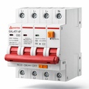 RCBO 4 Pole TYPE A 63A 30mA WY124; 3 Fázis + Neutral Residual Circuit Breaker with Overload & Short Circuit Protection