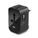 GM 3064 Universal Travel Adapter 240V Power Output, USB Type C (3.1A) & Type A (2.1A) Ports, LED Indicator - International Charger for 150 + Countries (US, UK, EU, AUS) - Black
